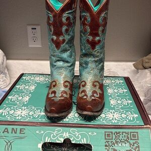 Turquoise and Brown Western Boots
